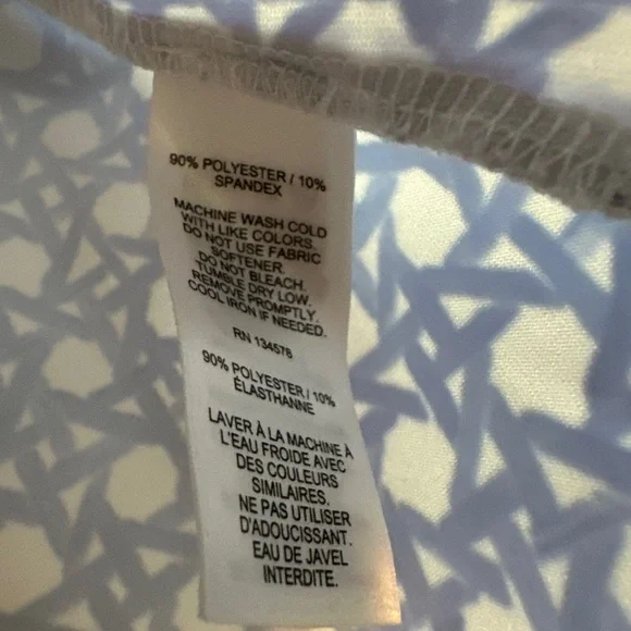 Vineyard Vines Sankaty UPF 50 Boatneck Blue  White Patterned Blouse - Picture 4 of 7